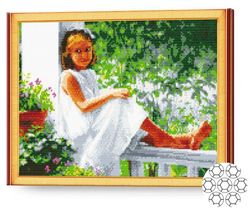 купить Картина по номерам Art Gallery GA84120 Mozaic cu diamante 40x50cm Fetita la terasa в Кишинёве 