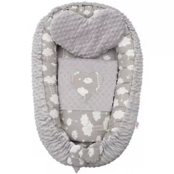 купить Гнездо для новорожденных New Baby 42796 Кокон с подушкой и покрывалом Minky Clouds grey в Кишинёве 