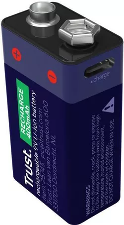 cumpără Acumulator Trust TR25745 USB-C Rechargeable Battery 9V Li-Ion, 400mAh, 6LR61 în Chișinău 