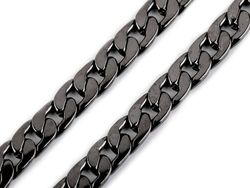 Metal flat curb chain, width 11 mm / black nickel