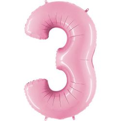 Цифра "3" с Гелием - Розовая