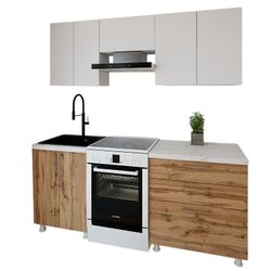 купить Мебель для кухни Smartex (30052) K2 200сm Alb+Stejar inchis в Кишинёве 