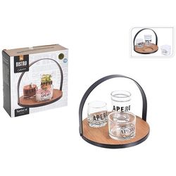 купить Посуда для напитков Promstore 50879 Set aperetiv EH 4buc suport lemn D18cm в Кишинёве 