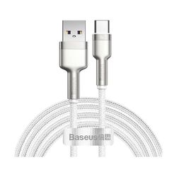 купить Кабель для моб. устройства Baseus CALJK-B02 USB - Lightning, 2.4A, 2m, Cafule Metal White в Кишинёве 