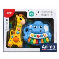 cumpără Jucărie muzicală Huanger MTK042 Pian electronic „Girafă și Elefant”, galben-albastru, 10350a în Chișinău 