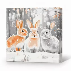 cumpără Tablou pe numere BrushMe SBS028 40x40cm Eco, Iepurasi in hainute de iarna în Chișinău 