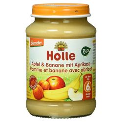 Пюре с яблоком, бананом и абрикосом с 6 месяцев Holle, 190 г