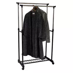 cumpără Cuier pentru haine Ordinett 53096 cu suport pe roti 80x42cm, H160cm, dublu, negru în Chișinău 