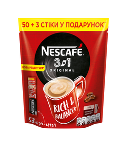 Cafea instant Nescafe 3in1 Original, 50+3 plicuri