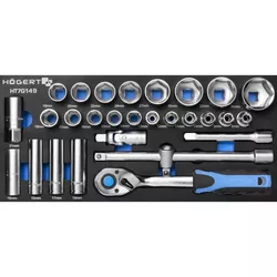купить Набор ручных инструментов Hoegert HT7G149 набор 1/2" торцевых головок с принадлежностями, 28 предм. в Кишинёве 