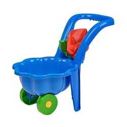 купить Игрушка для песочницы Baby Mix 45515 Тележка Bayo с лопатой и граблями синий в Кишинёве 