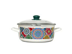Cratita emailata Sultana 22cm, 3.2l, capac din sticla