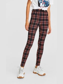 Брюки Stradivarius Черный в клетку 4627/617/101