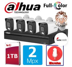 КОМПЛЕКТ DAHUA FULL COLOR 4 Камеры 2 Мегапикселя Микрофон HDD 1TB ГАРАНТИЯ 3 ГОДА!!! HD-TVI DH-HAC-HFW1239TLMP-A-LED