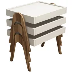 cumpără Măsuţă cafea Trendy Roma, Nuc, Smantana 48x42x35cm, masa de cuibarit (3 bucati) în Chișinău 