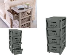 Комод 4 ящика Econova Deluxe 30Х38.5Х69cm, колеса, серый