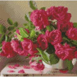 купить Картина по номерам Strateg CA-0057 Алмазная мозайка Малиновые цветы 30x30 в Кишинёве 