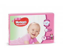 Huggies scutece Ultra Comfort 4 pentru fetițe, 8-14 kg,80 buc.