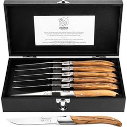 cumpără Set cuțite Laguiole Luxury Line 6 Steak Knives Olive Wood in cutie lemn în Chișinău 