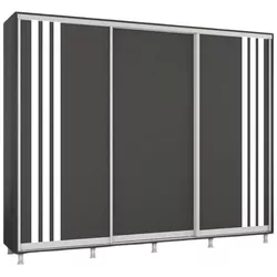 cumpără Dulap Mobildor-Lux Aron uși glisante din PAL cu lamele (260x60x200H cm) Anthracite în Chișinău 