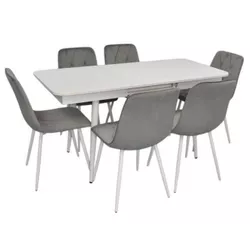 cumpără Set masă și scaune Evelin di Costacurta стол DT-431-1R Wh + 6 стульев YTC-080Wh Light grey în Chișinău 
