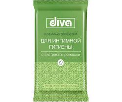 Влажные салфетки для интимной гигиены DIVA с ромашкой 20 шт