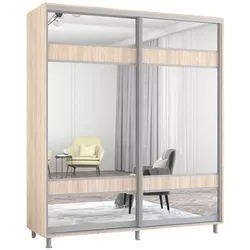 cumpără Dulap Mobildor-Lux Aron cu uși glisante cu oglindă zebra (220x60x200H cm) Sonoma în Chișinău 