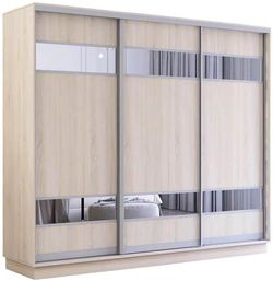 cumpără Dulap Mobildor-Lux Fox uși glisante din PAL cu elemente din oglindă (250x60x200H cm) Sonoma în Chișinău 