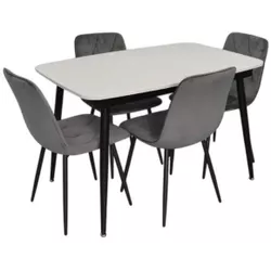 купить Комплект стол и стулья Evelin di Costacurta cтол DT-532R B + 4 стула YTC-080B Bluvel-14 (Dark grey) в Кишинёве 
