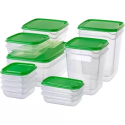 купить Контейнер для хранения пищи Ikea Pruta 17 штук Transparent/Green в Кишинёве 