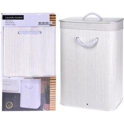 купить Короб для хранения Promstore 16183 Корзина плетеная с крышкой 40X30cm, H60cm белая, бамбук в Кишинёве