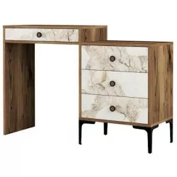 cumpără Măsuţa de toaletă Trendy Lizbon 552, Nuc, Alb, 124x84x40cm (masa de machiaj) (GTR001461) în Chișinău 