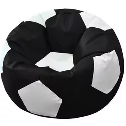 купить Кресло-мешок BeanBag BM6078, Mяч из экокожи Ares, L, черный с белым в Кишинёве 