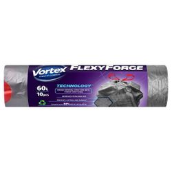 Пакет для мусора Vortex с системой закрытия Flexy Steel 60*64см, 60л, 10шт, серый