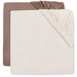 cumpără Lenjerie de pat pentru copii Jollein 2511-507-68115 Cearsaf cu elastic Jersey Milky Coffee/Ivory, 120x60cm, 2buc în Chișinău 