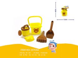 Набор игрушек для песка в ведерке "Медвежонок", 5 ед, H18cm