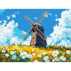 купить Картина по номерам Ideyka (KHO6399) Mill in the middle of a field, 30х40 в Кишинёве 