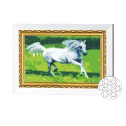 купить Картина по номерам Art Gallery JS20417 Mozaic cu diamante 20x30cm Calul alb в Кишинёве 