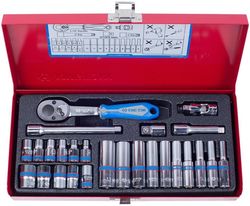 cumpără Set de unelte de mână King Tony 2526MR набор 1/4" торцевых головок 6 гран., принадл., 26 пр. în Chișinău 