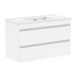 Комплект мебели 100см белый Volle FIESTA: тумба подвесная, 2 ящика + умывальник накладной арт 13-01-042F