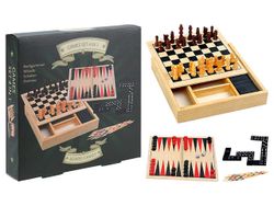 Игра 4in1 шахматы, шашки, нарды, домино 17X17X3cm