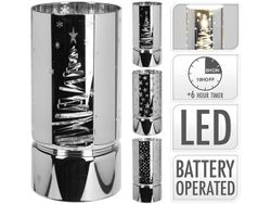 Candelabru LED cu proiectare si timer 20X10cm, sticla, rosu