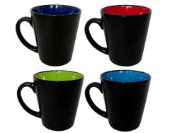 Чашка конус 370ml, черная, внутри разных цветов