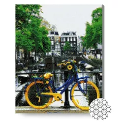 купить Картина по номерам Art Gallery GA87153 Mozaic cu diamante 40x50cm Bicicleta langa canal в Кишинёве 
