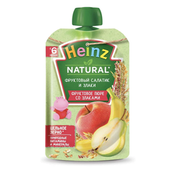 Пюре Heinz Фруктовый салатик и злаки (6+ мес) 90 г