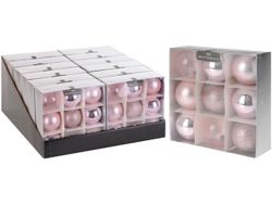 Set globuri pentru brad 9X60mm, roz in cutie