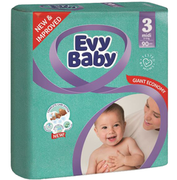 Evy Baby Scutece Midi 3, 5-9 kg, 90 buc.