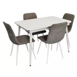 купить Комплект стол и стулья Evelin di Costacurta стол DT-531R Wh + 4 стула YTC-078Wh UF885-14 (Grey) в Кишинёве 