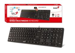 Keyboard Genius SlimStar 126, Low-profile, Multimedia, Chocolate keys, Smart, Black, USB