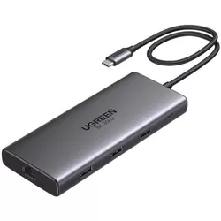купить Переходник для IT Ugreen 15534 HUB 10in1 USB-C to 2*HDMI(8K@30Hz)+USB-A3.0+USB-C3.0+2*USB-A2.0+SD/TF+GigabitRJ45+PD(100W), CM639, Space Gray в Кишинёве 